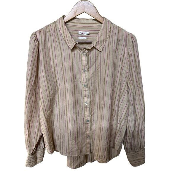 Faherty Byrd Button Down Top in Sitka Stripe Size Large - Picture 5 of 11